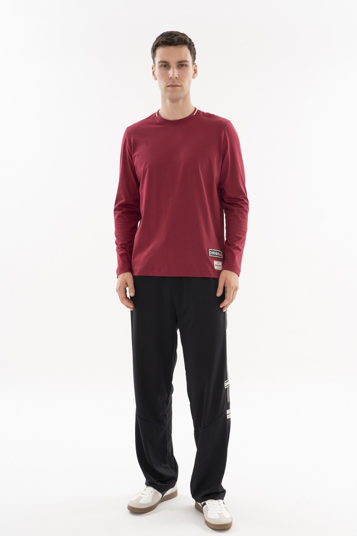 Comfort Erkek Bisiklet Yaka Bordo Sweatshirt