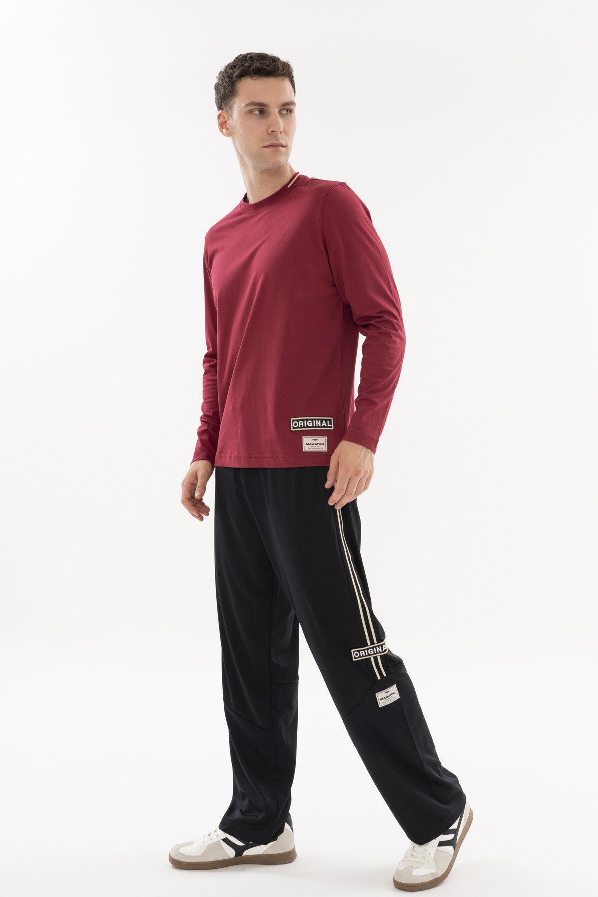Comfort Erkek Bisiklet Yaka Bordo Sweatshirt