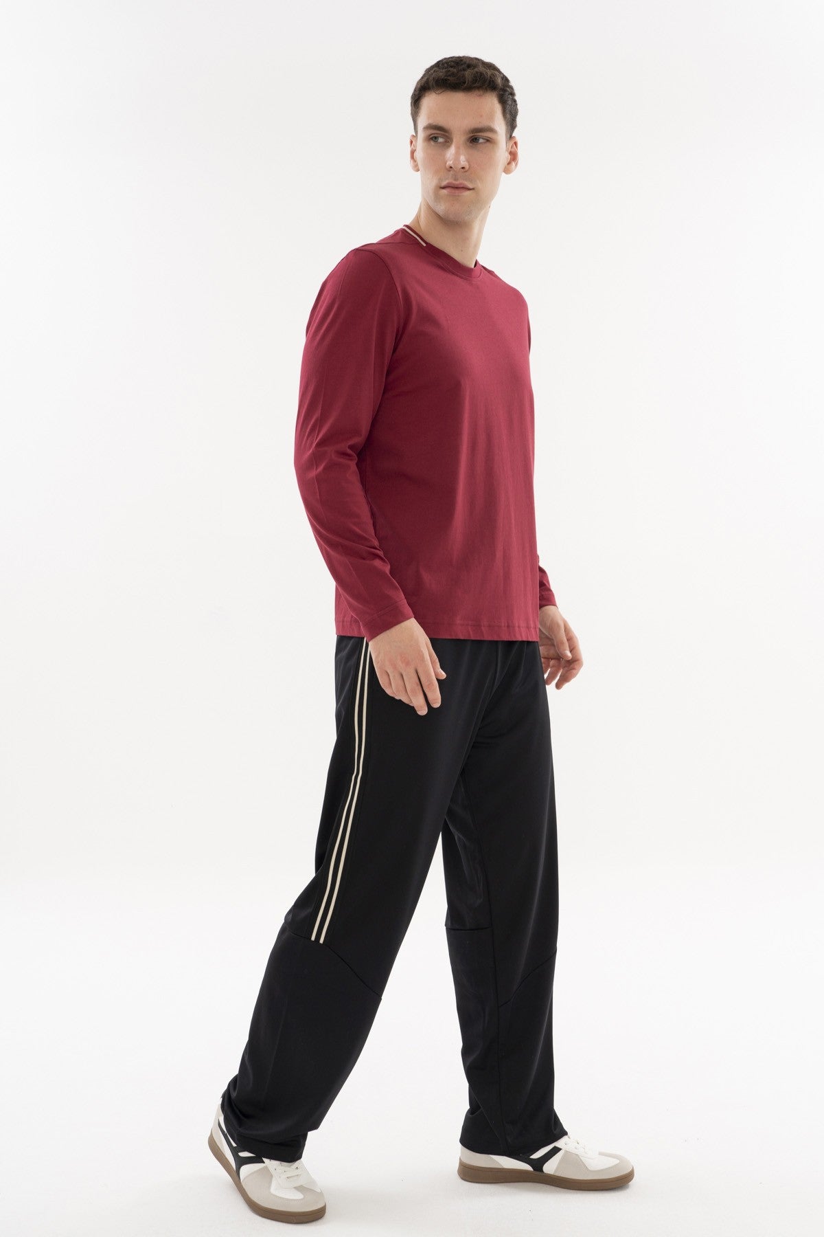 Comfort Erkek Bisiklet Yaka Bordo Sweatshirt