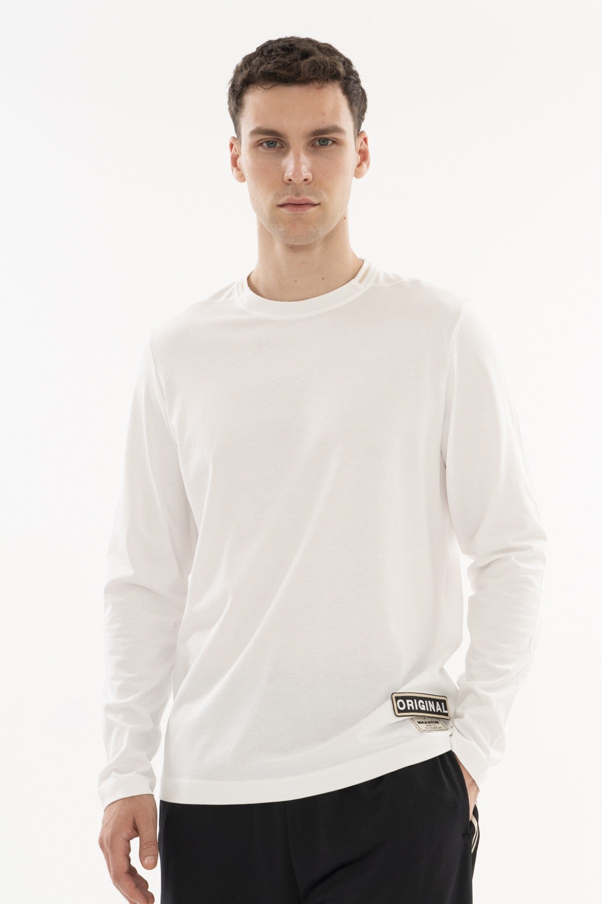 Comfort Erkek Bisiklet Yaka Beyaz Sweatshirt