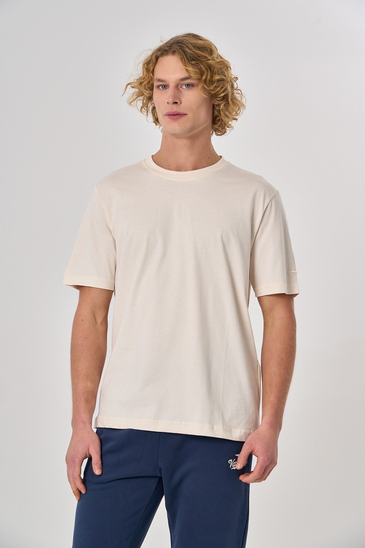 Comfort Erkek Bisiklet Yaka Ekru T-shirt