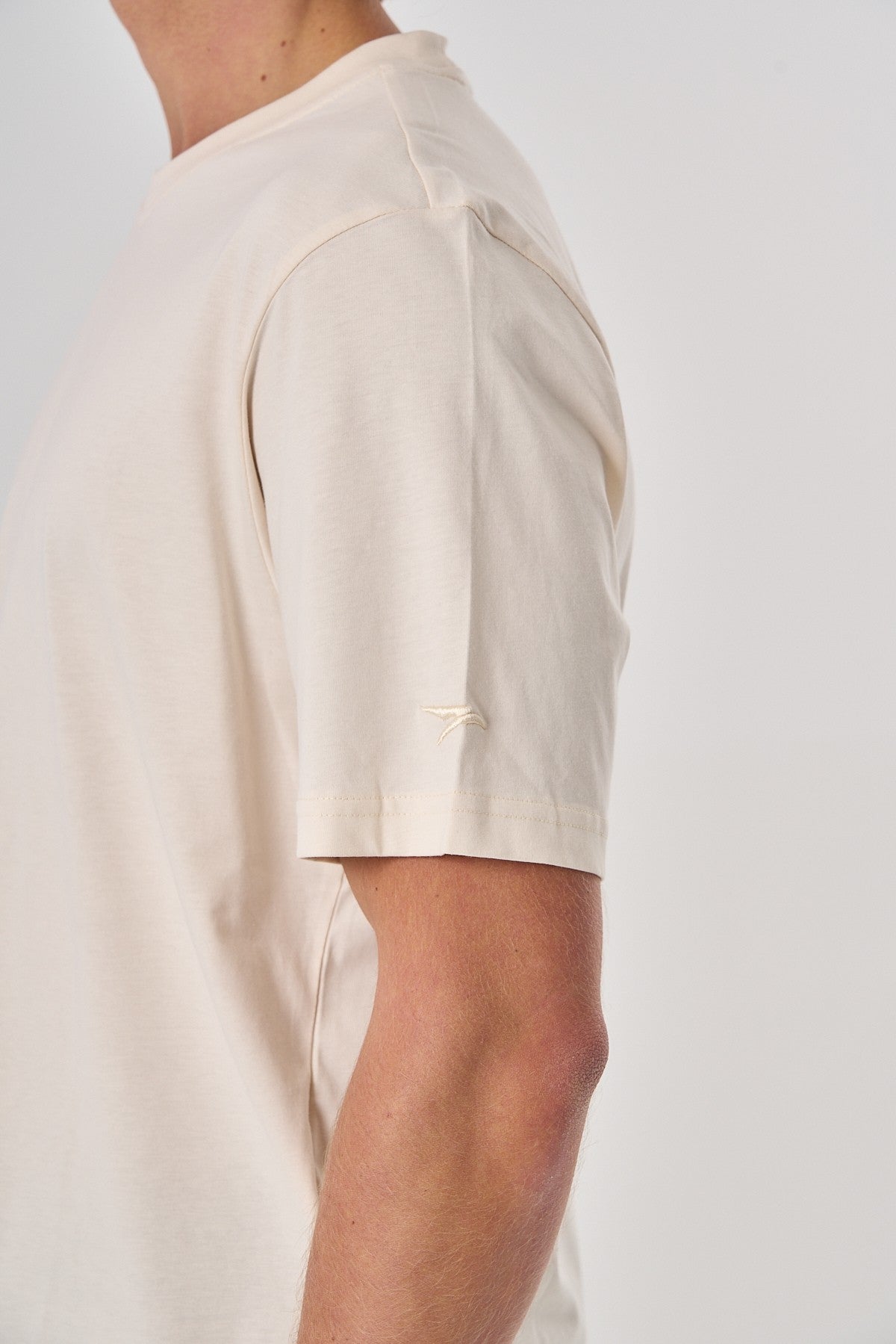 Comfort Erkek Bisiklet Yaka Ekru T-shirt