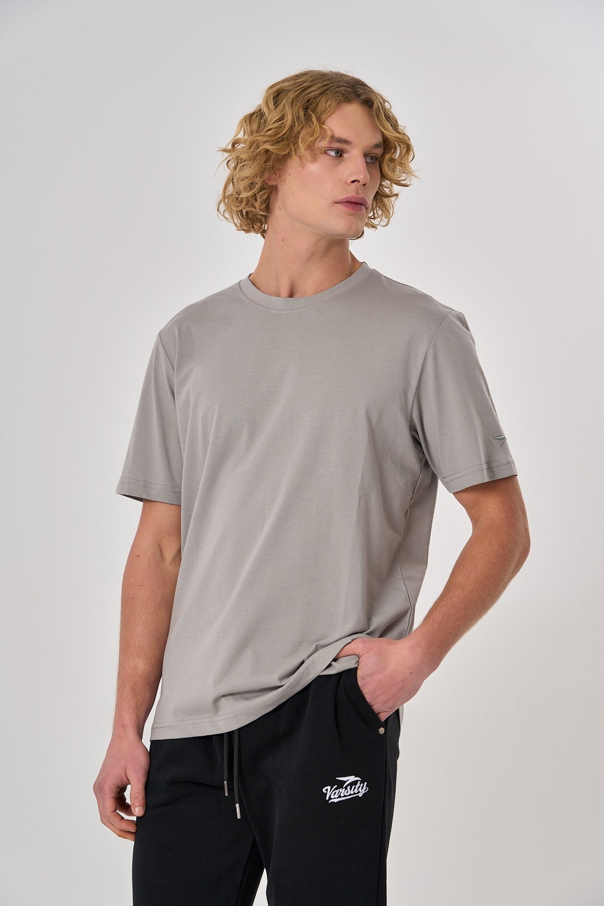 Comfort Erkek Bisiklet Yaka Gri T-shirt