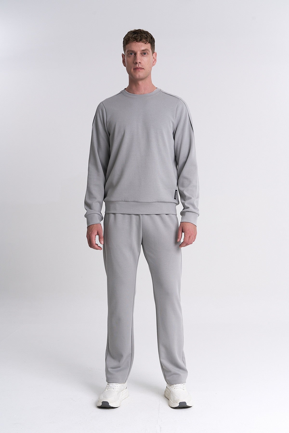 Erkek Bisiklet Yaka Gri Sweatshirt