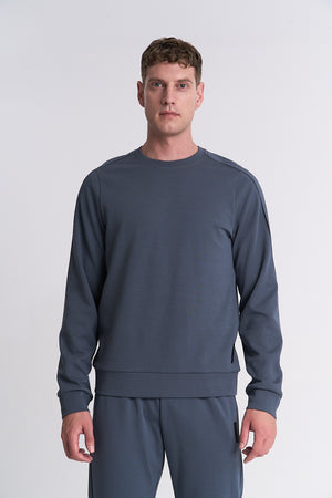 Erkek Bisiklet Yaka Koyu Gri Sweatshirt