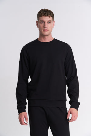 Erkek Bisiklet Yaka Siyah Sweatshirt