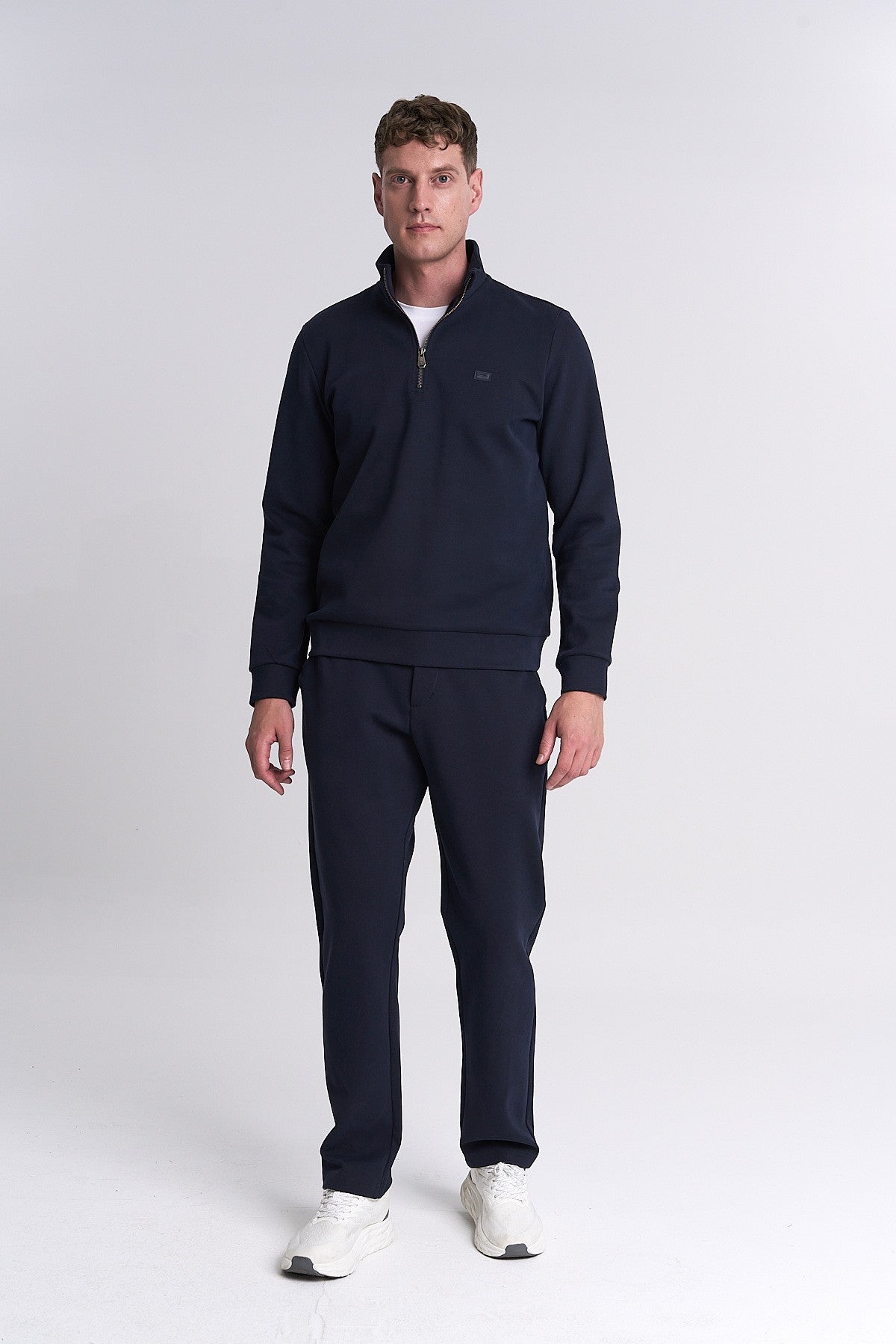 Erkek Dik Yaka Lacivert Sweatshirt