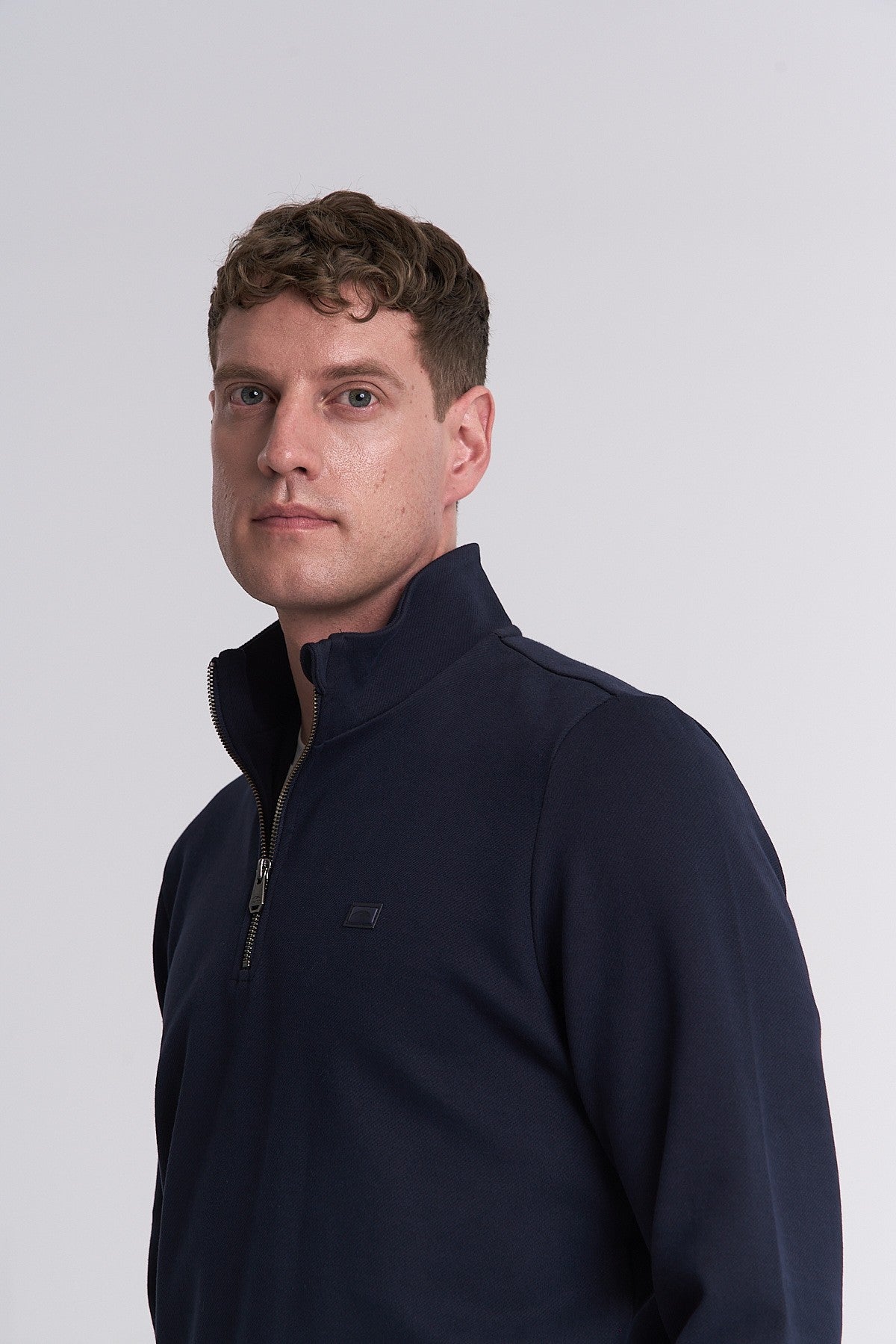 Erkek Dik Yaka Lacivert Sweatshirt
