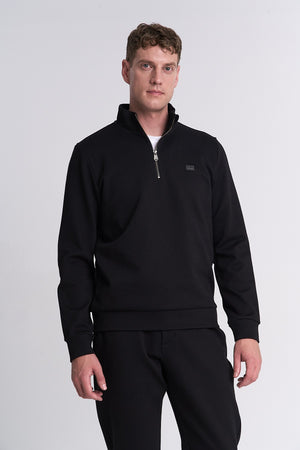 Erkek Dik Yaka Siyah Sweatshirt