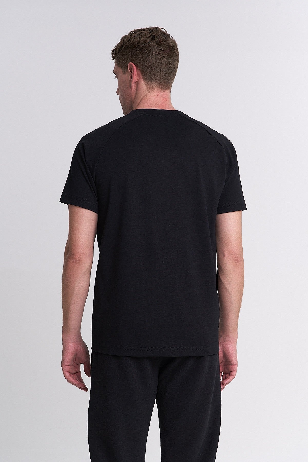 Erkek Bisiklet Yaka Siyah T-shirt