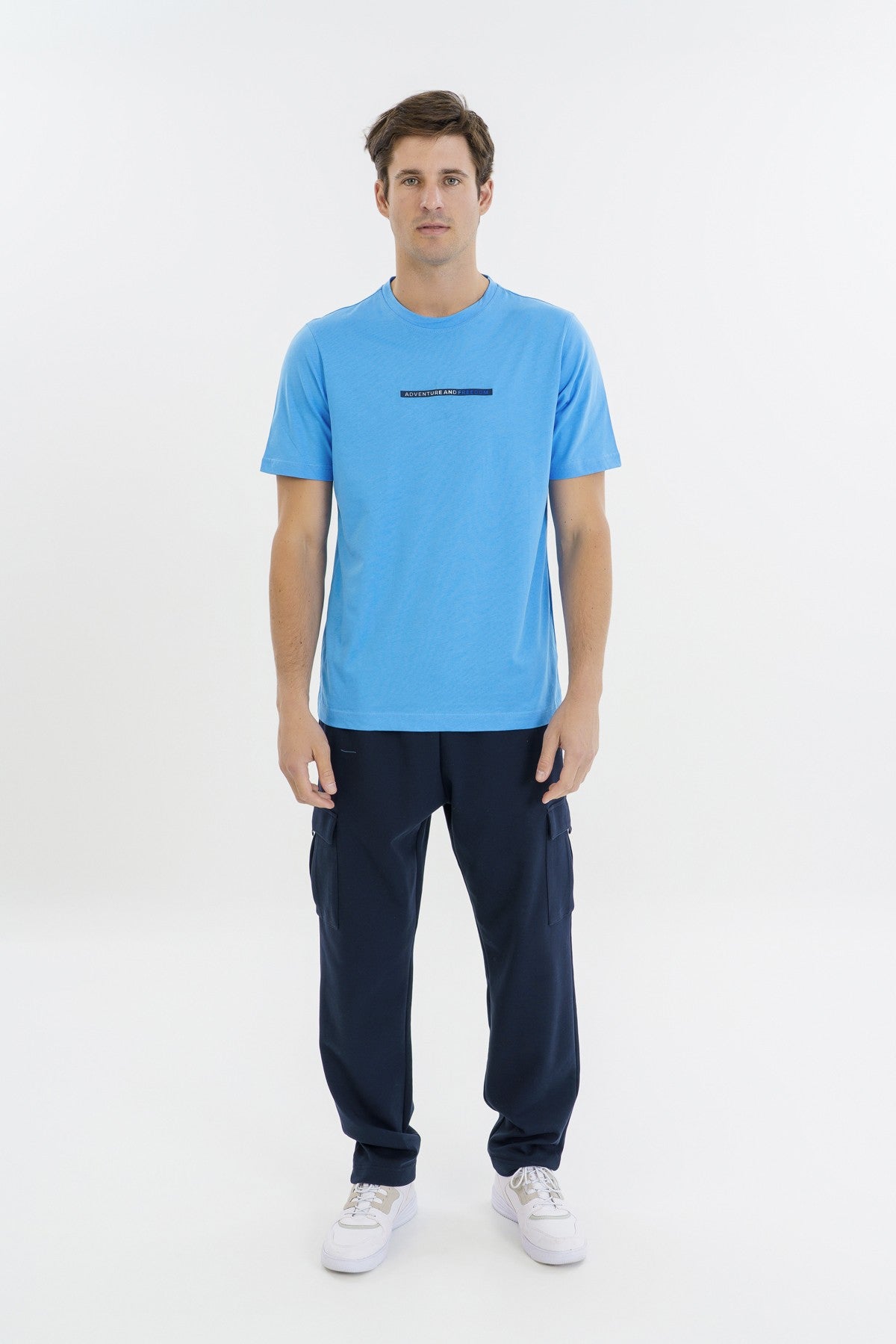 Regular Erkek Bisiklet Yaka Turkuaz T-shirt