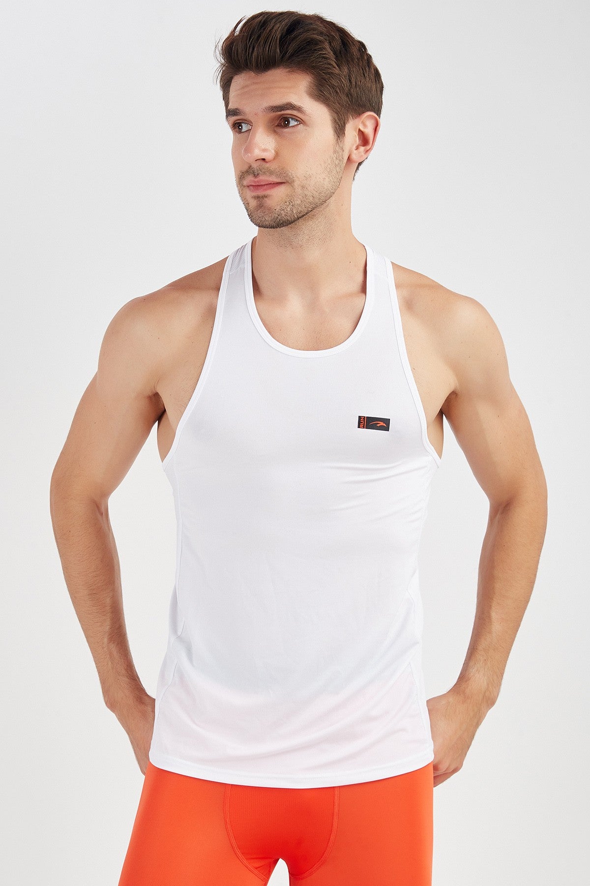SlimFit Erkek Bisiklet Yaka Beyaz Atlet