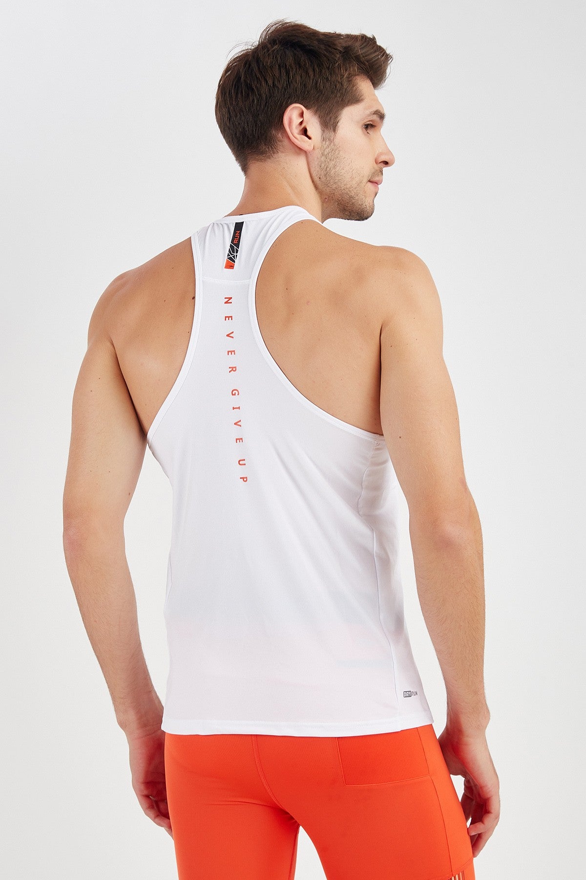 SlimFit Erkek Bisiklet Yaka Beyaz Atlet