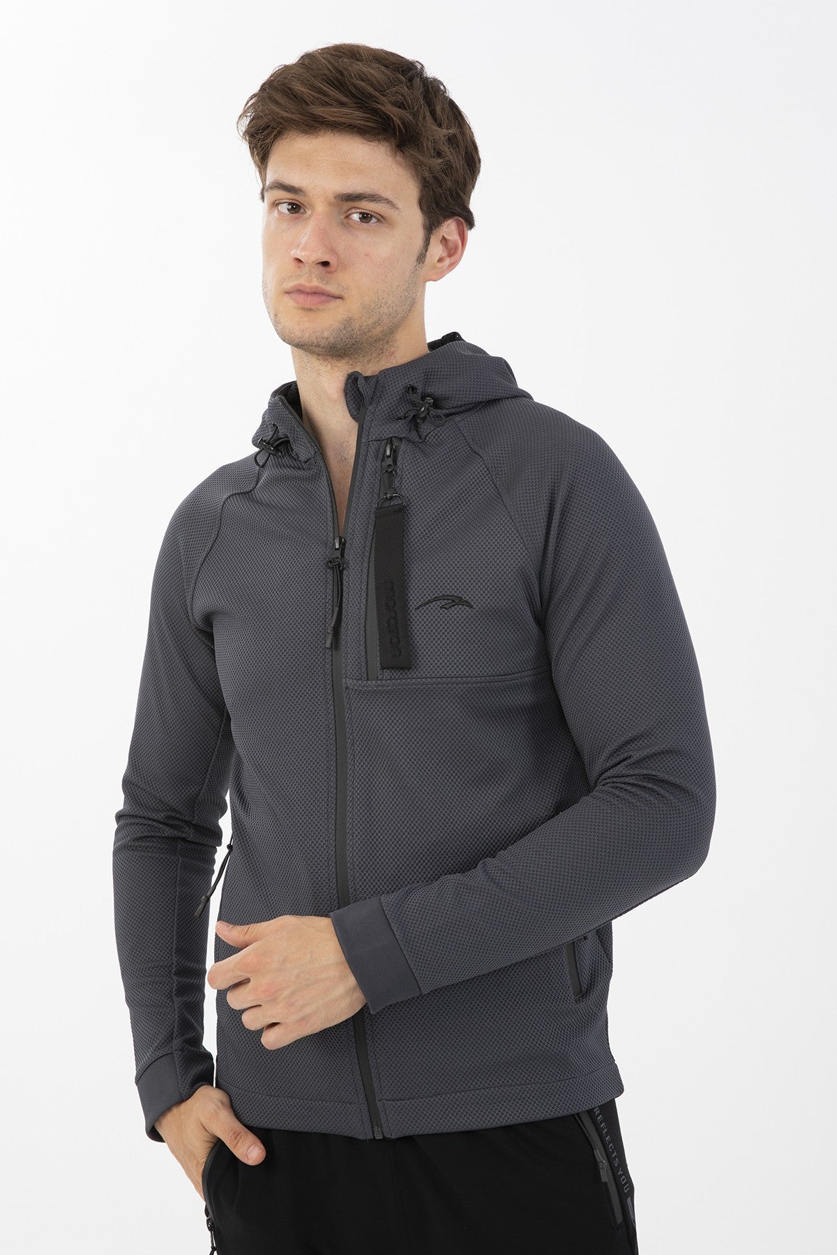 Regular Erkek Kapüşonlu Antrasit Eşofman Üstü