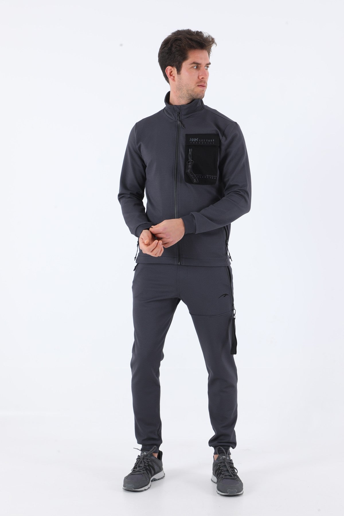 SlimFit Erkek Ribana Paça Antrasit Pantolon