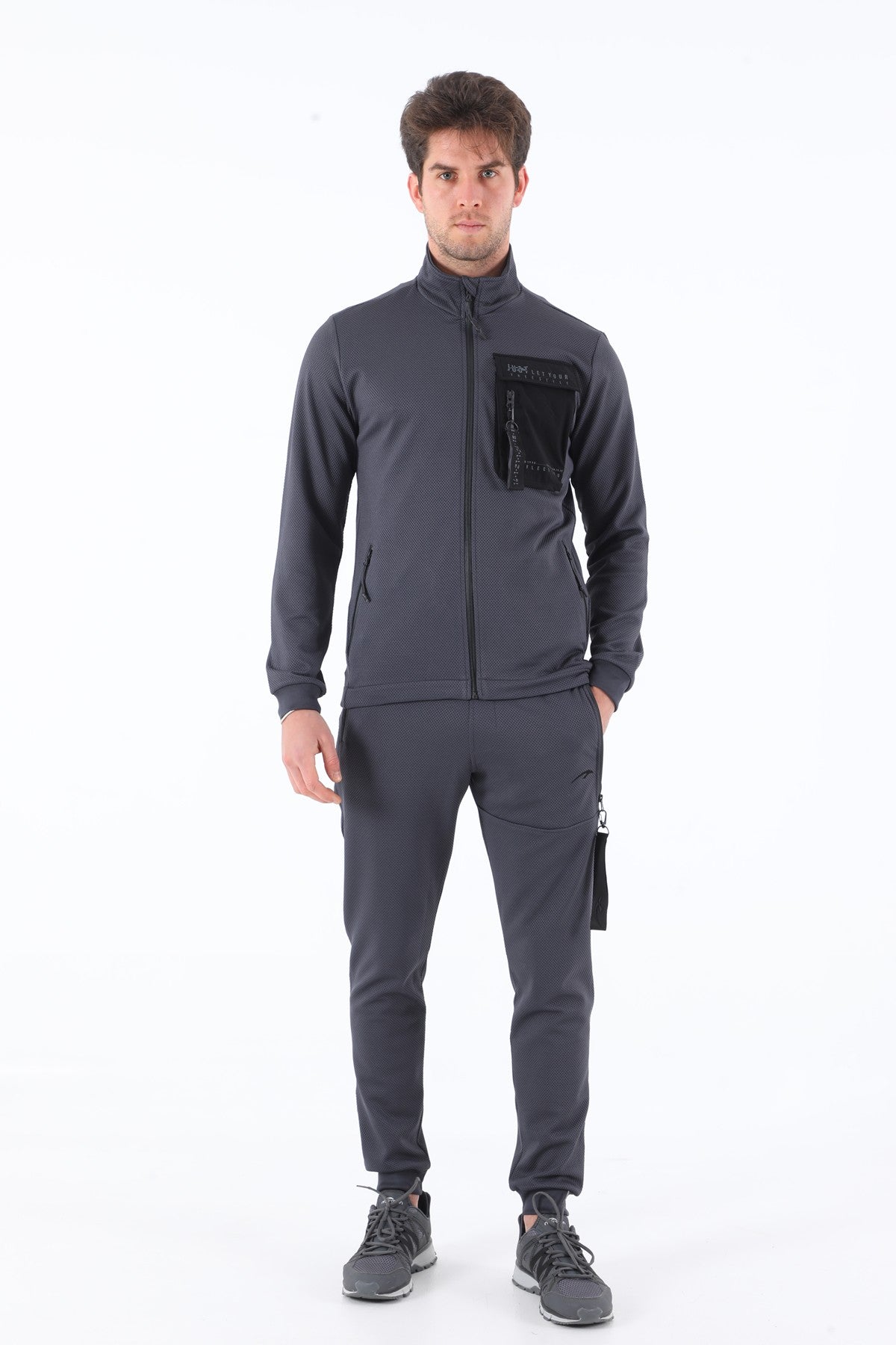 SlimFit Erkek Ribana Paça Antrasit Pantolon