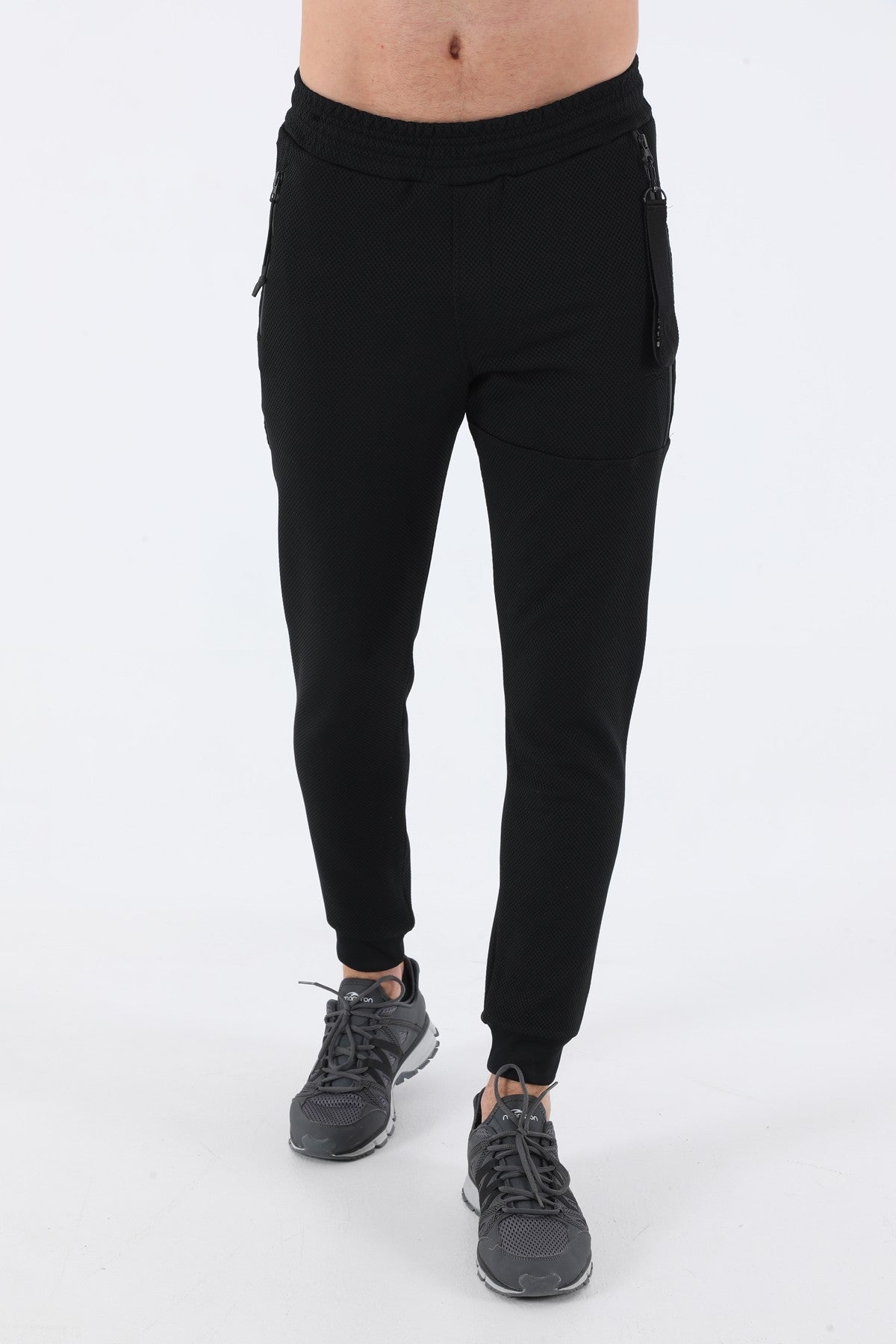 SlimFit Erkek Ribana Paça Siyah Pantolon