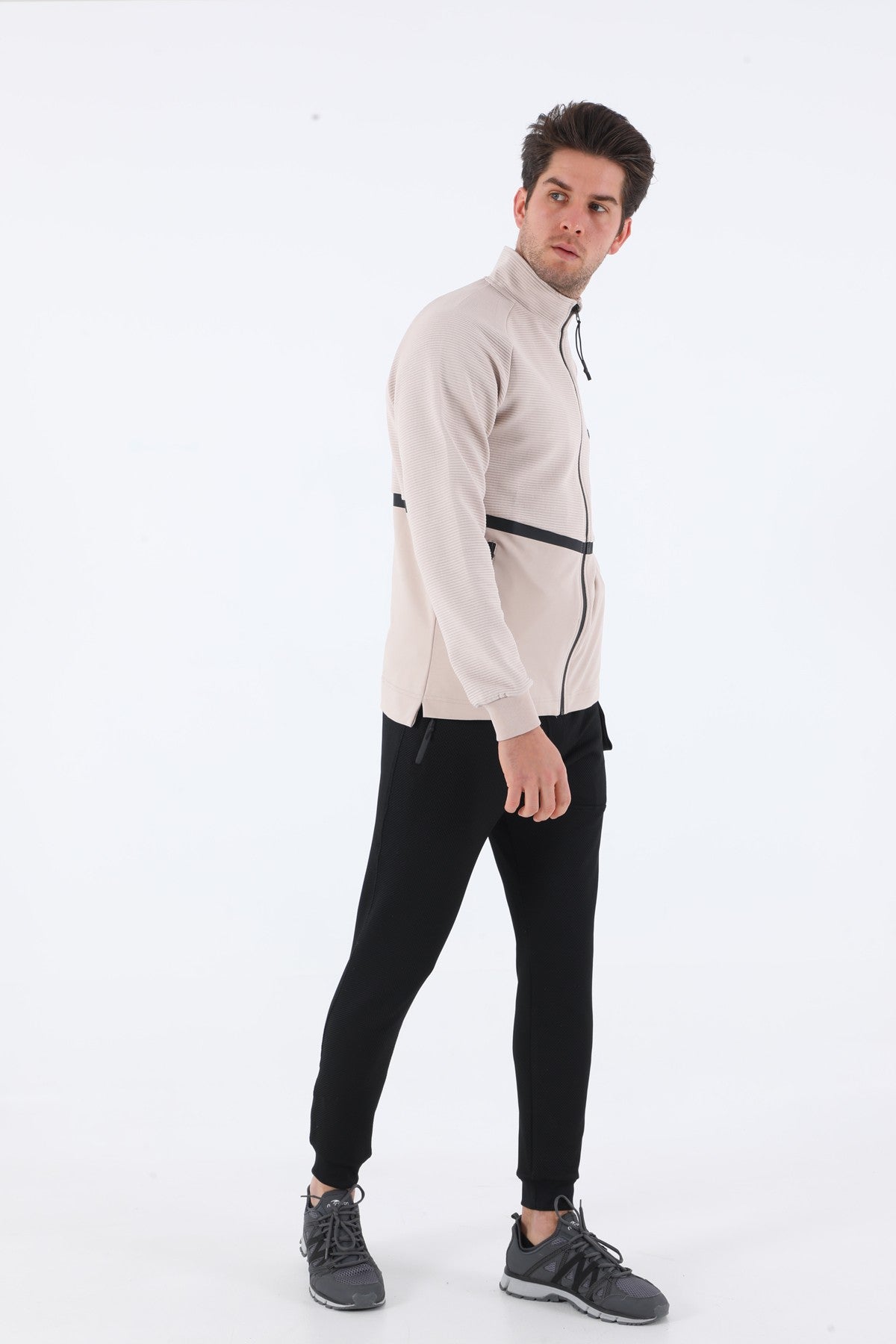 SlimFit Erkek Ribana Paça Siyah Pantolon