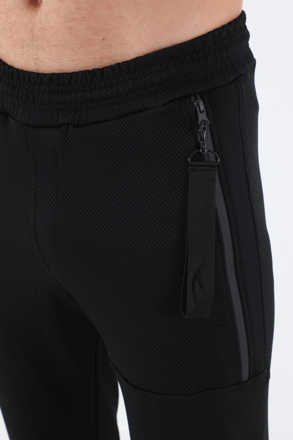 SlimFit Erkek Ribana Paça Siyah Pantolon