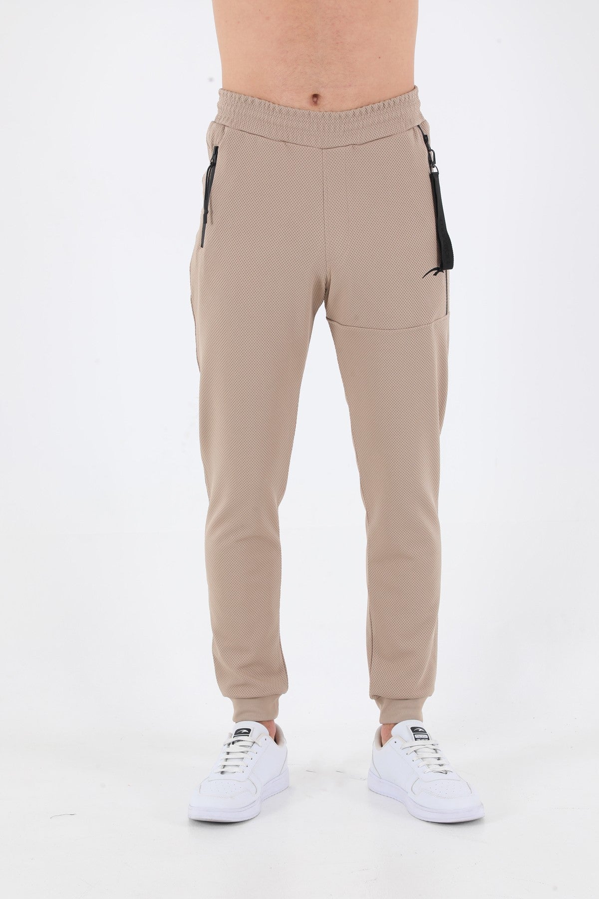 SlimFit Erkek Ribana Paça Bej Pantolon