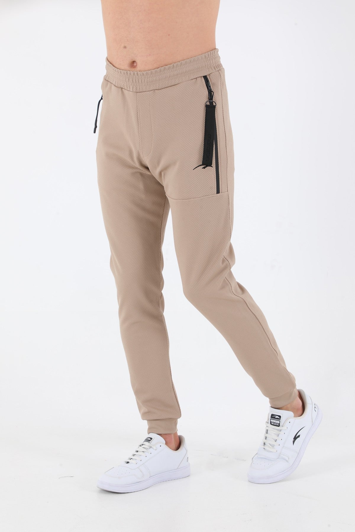 SlimFit Erkek Ribana Paça Bej Pantolon
