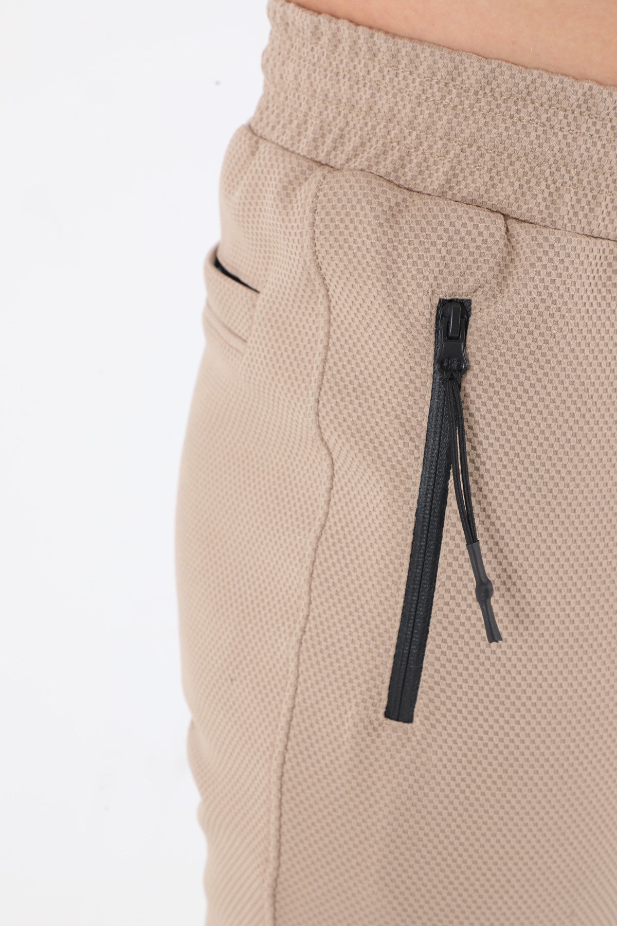 SlimFit Erkek Ribana Paça Bej Pantolon