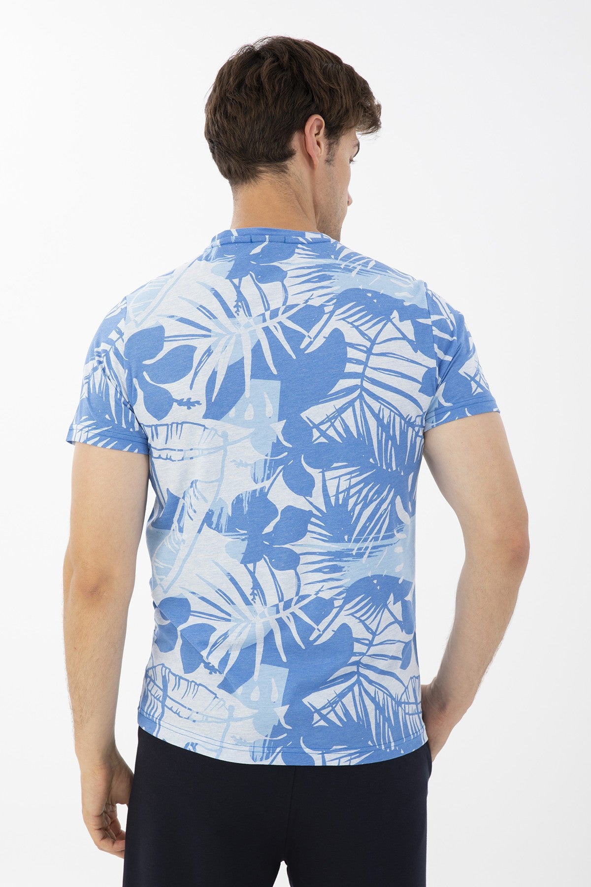Regular Erkek Bisiklet Yaka Mavi T-shirt