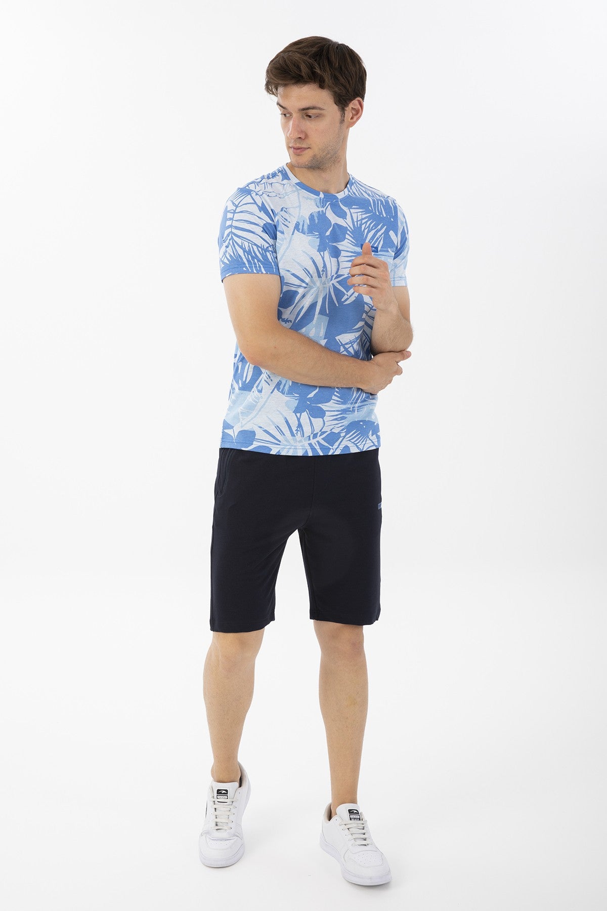 Regular Erkek Bisiklet Yaka Mavi T-shirt