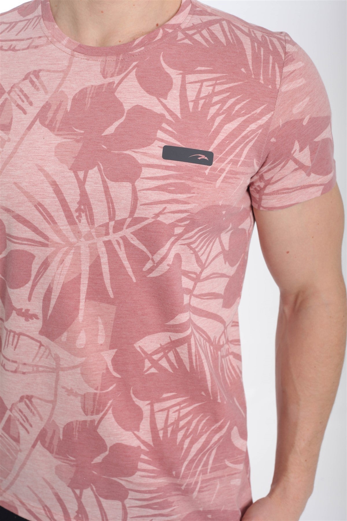 Regular Erkek Bisiklet Yaka Pembe T-shirt