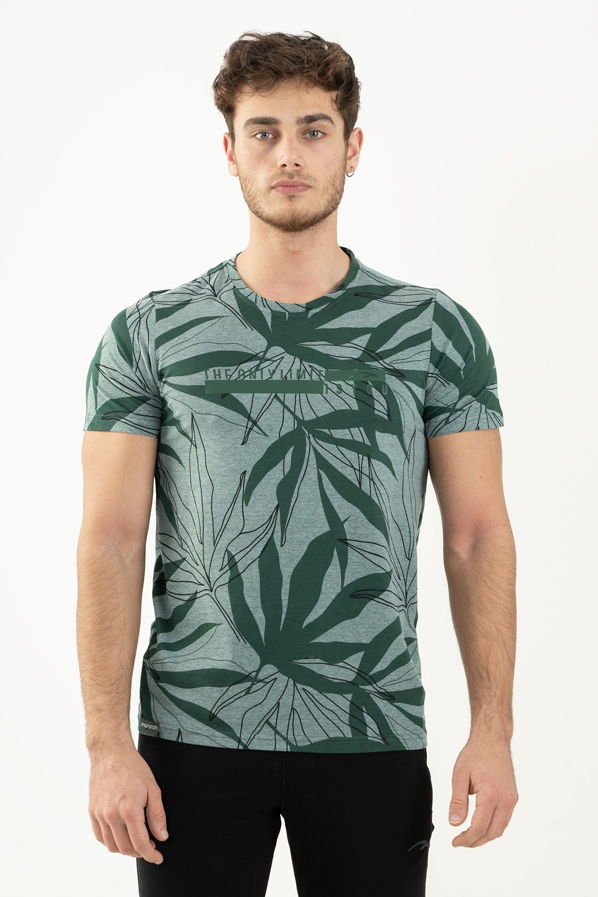 Regular Erkek Bisiklet Yaka Haki T-shirt