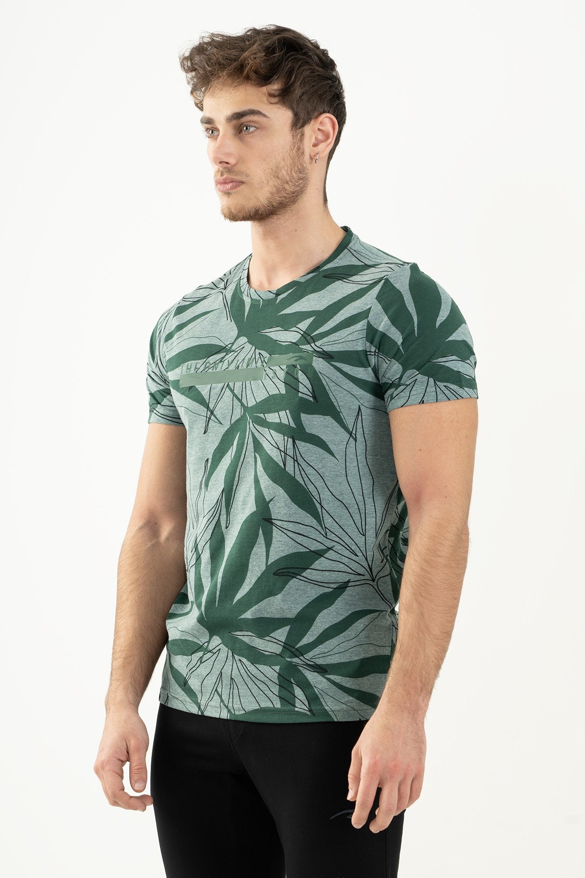 Regular Erkek Bisiklet Yaka Haki T-shirt
