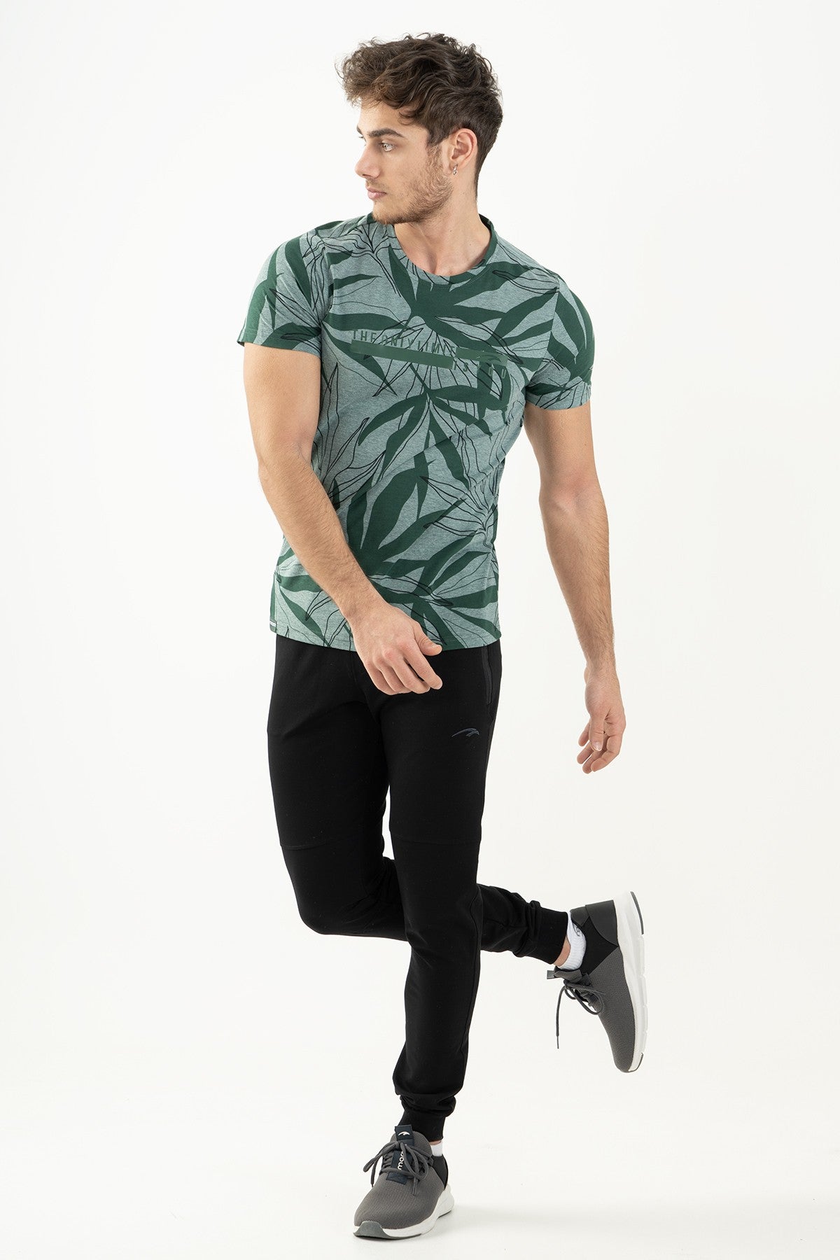 Regular Erkek Bisiklet Yaka Haki T-shirt