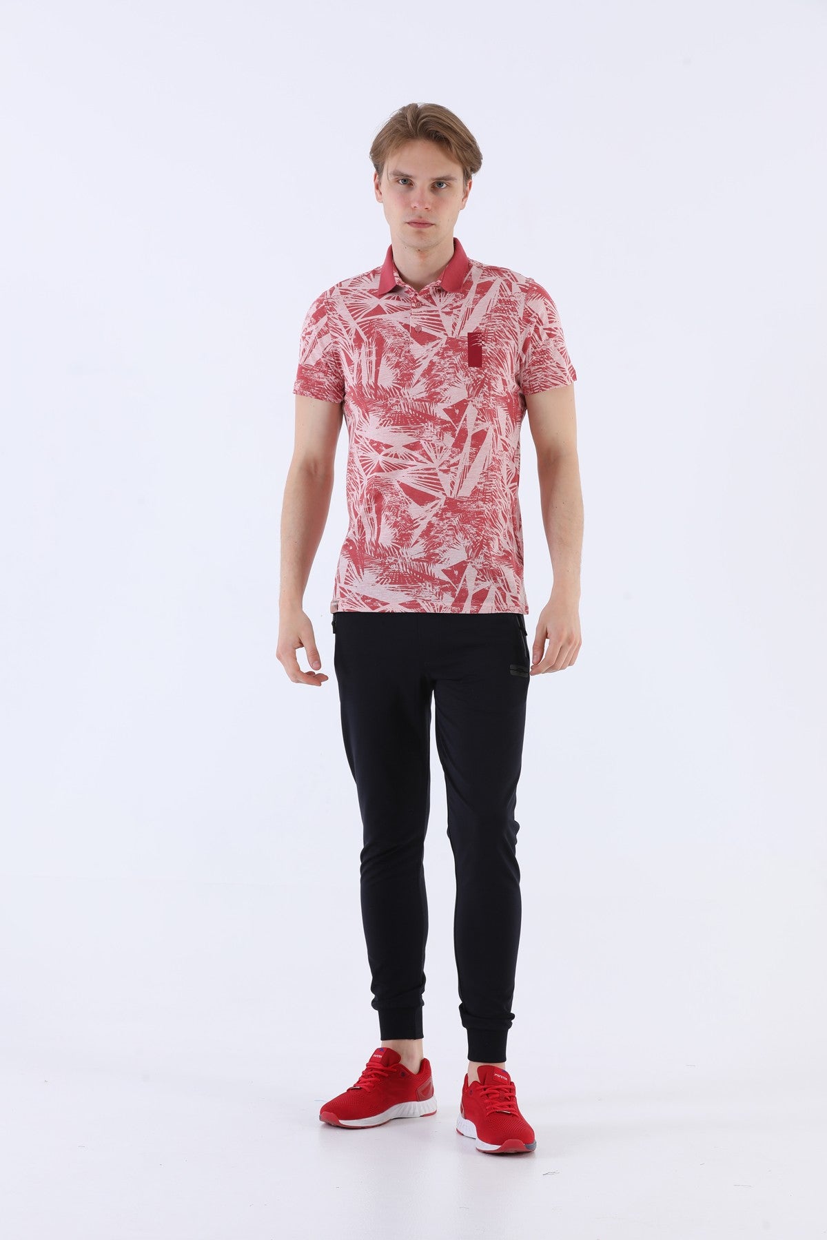 Regular Erkek Polo Yaka Pembe T-shirt