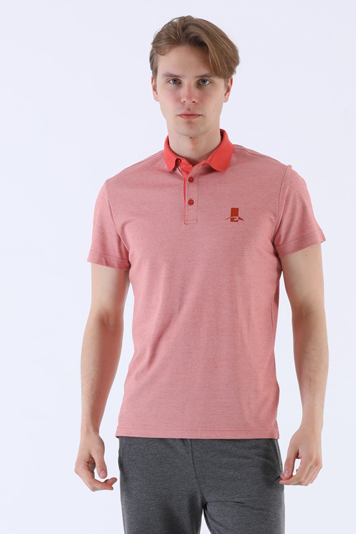 Regular Erkek Polo Yaka Kiremit T-shirt