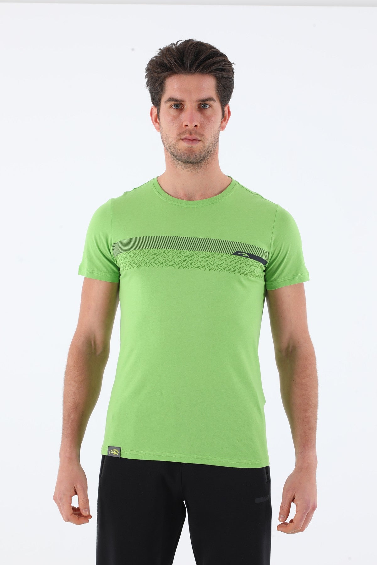 Regular Erkek Bisiklet Yaka Açık Yeşil T-shirt