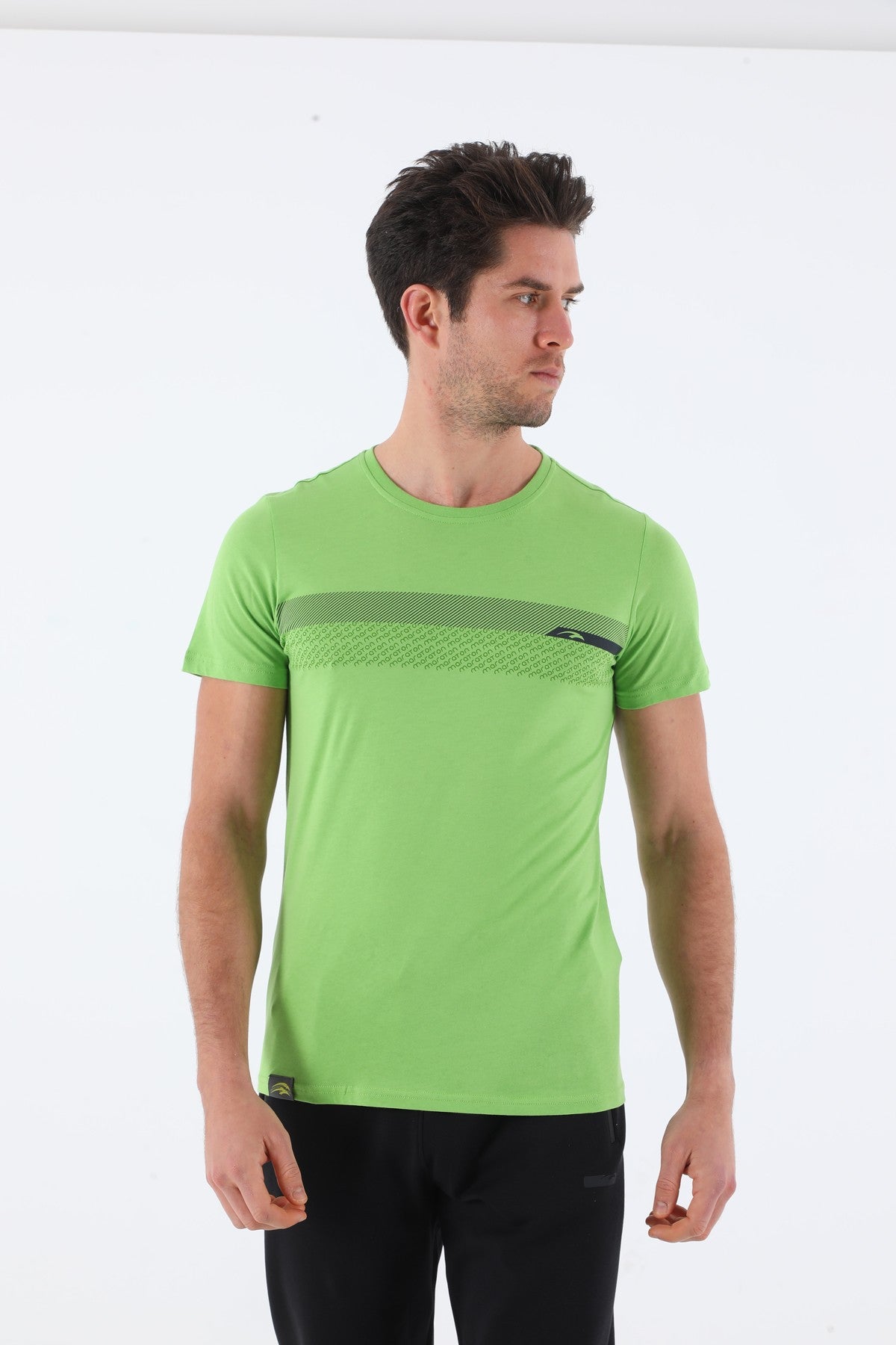 Regular Erkek Bisiklet Yaka Açık Yeşil T-shirt