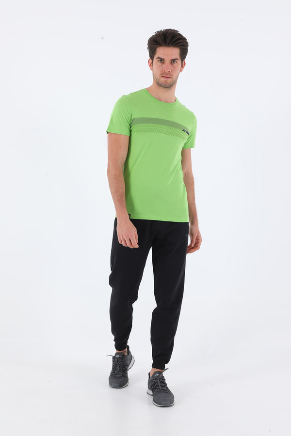 Regular Erkek Bisiklet Yaka Açık Yeşil T-shirt