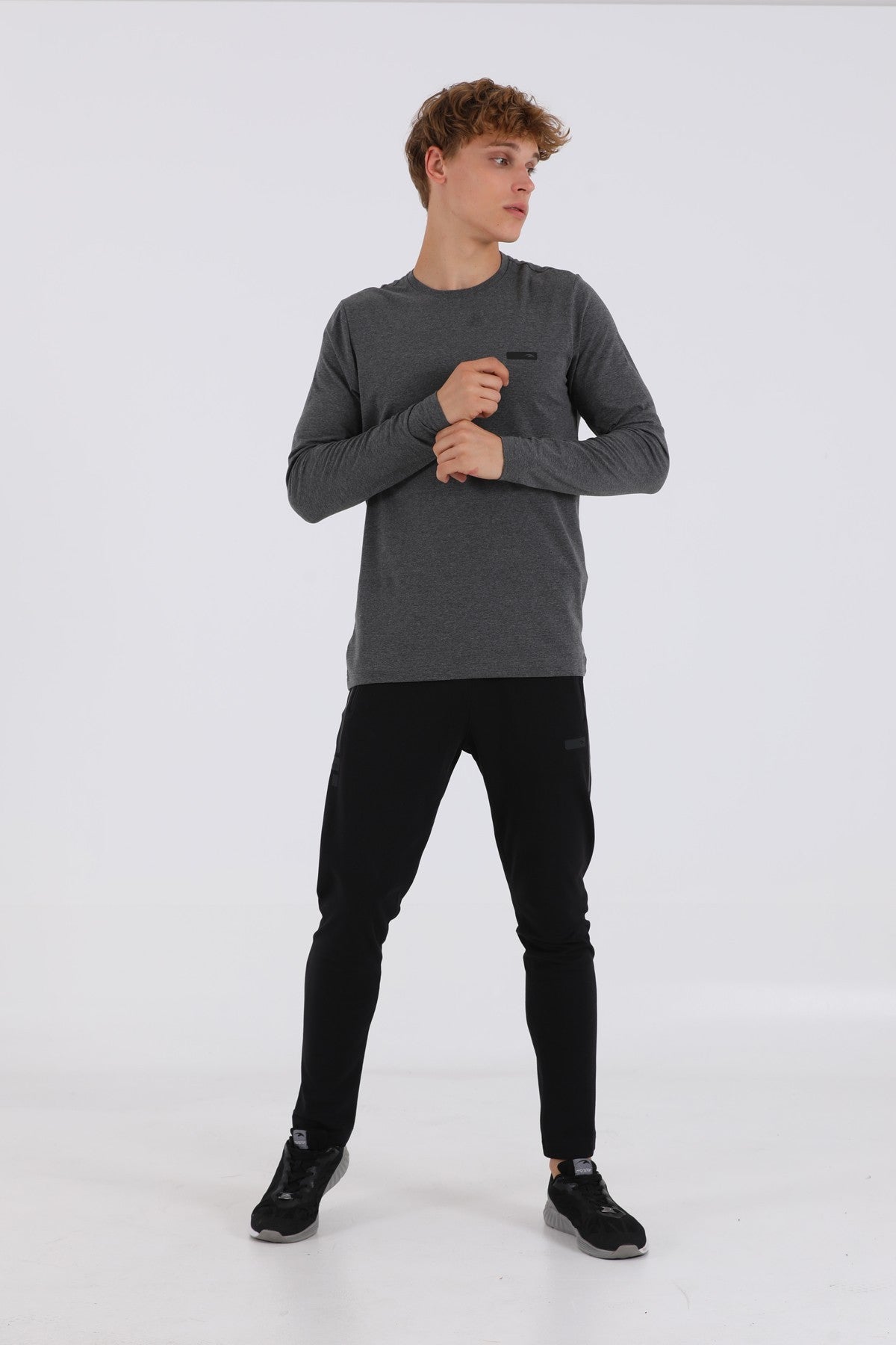 Regular Erkek Bisiklet Yaka Antramelanj Sweatshirt