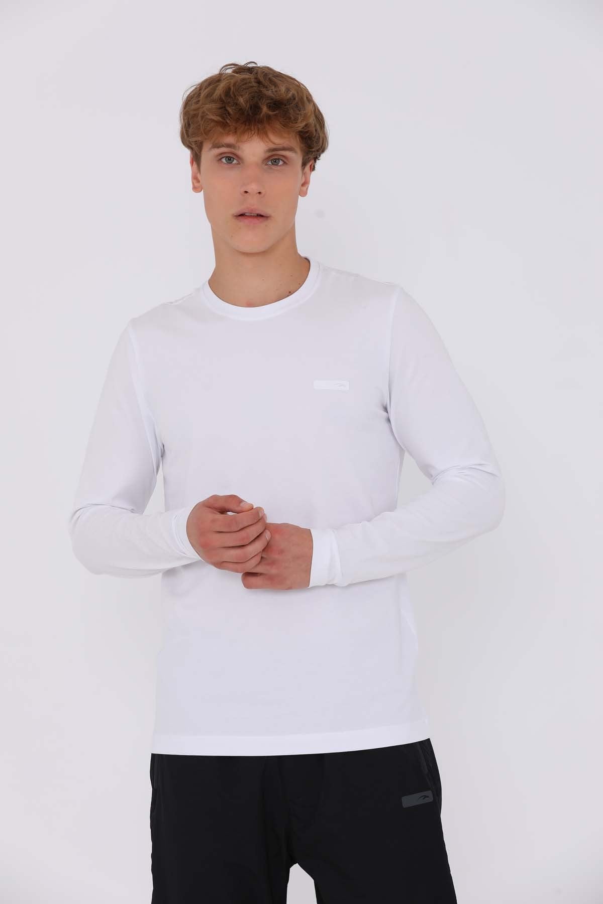 Regular Erkek Bisiklet Yaka Beyaz Sweatshirt