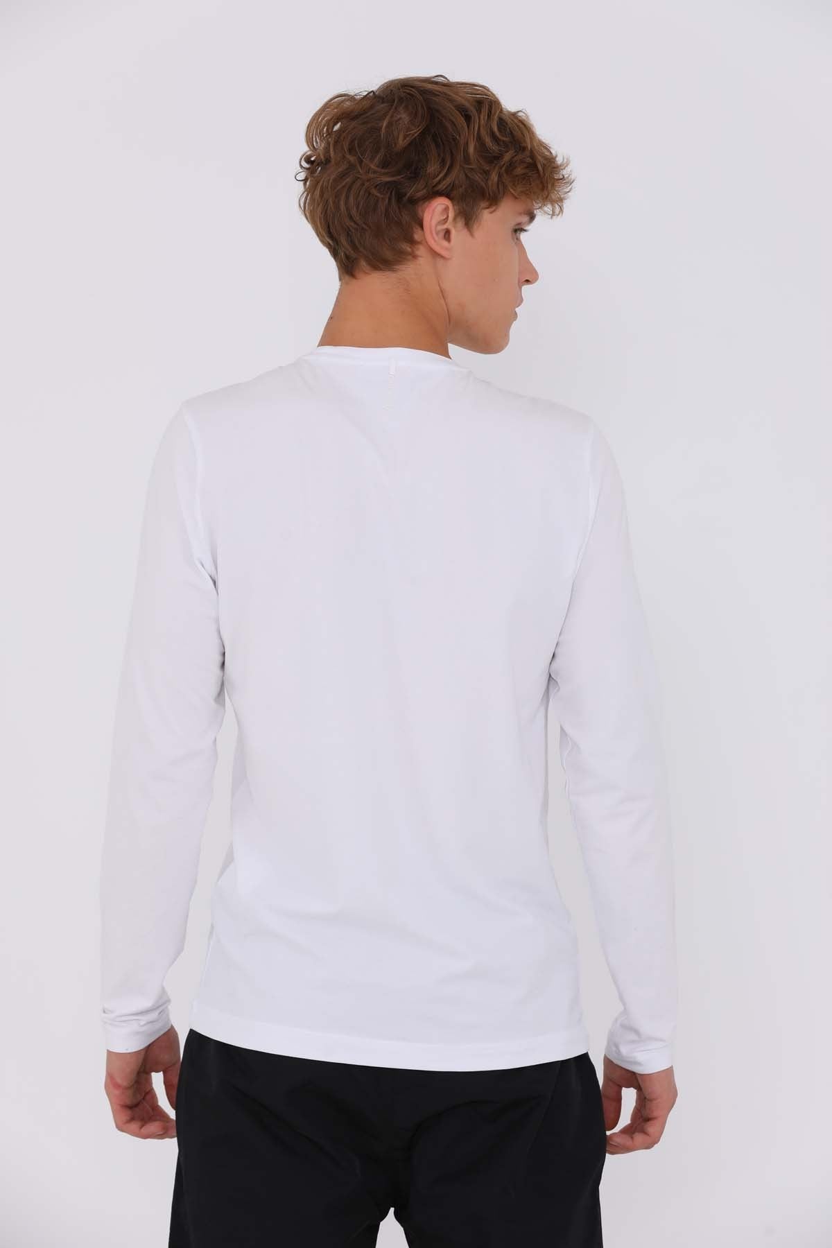 Regular Erkek Bisiklet Yaka Beyaz Sweatshirt