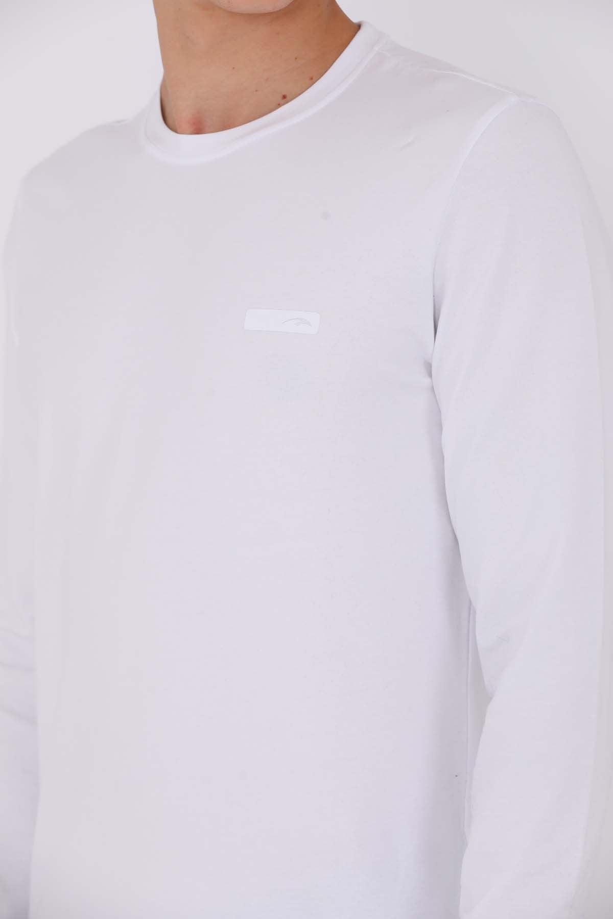 Regular Erkek Bisiklet Yaka Beyaz Sweatshirt