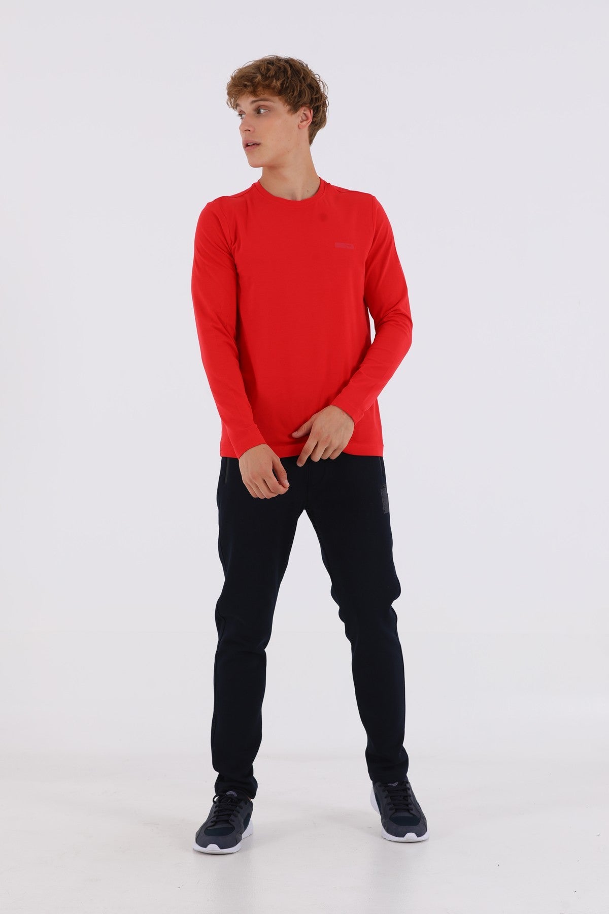 Regular Erkek Bisiklet Yaka Kırmızı Sweatshirt