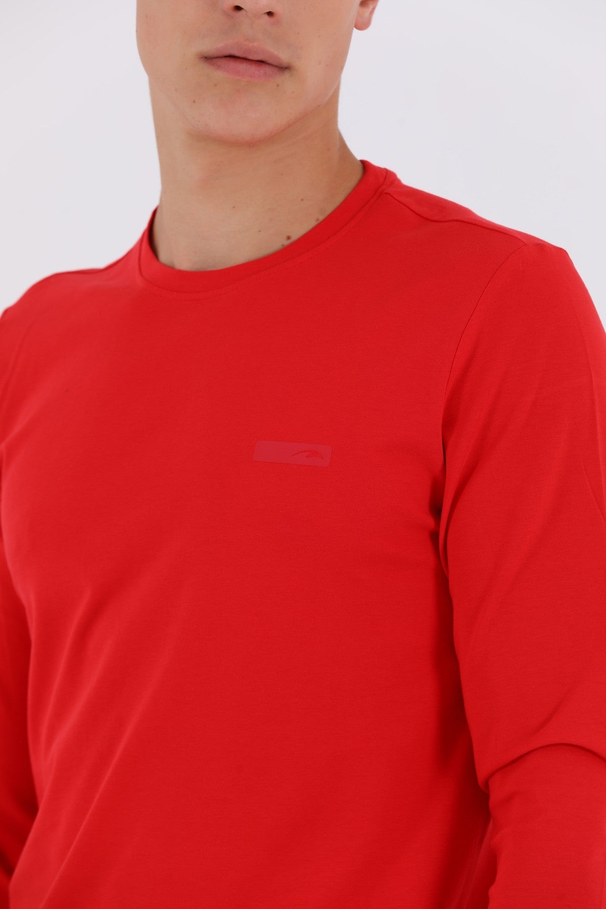 Regular Erkek Bisiklet Yaka Kırmızı Sweatshirt