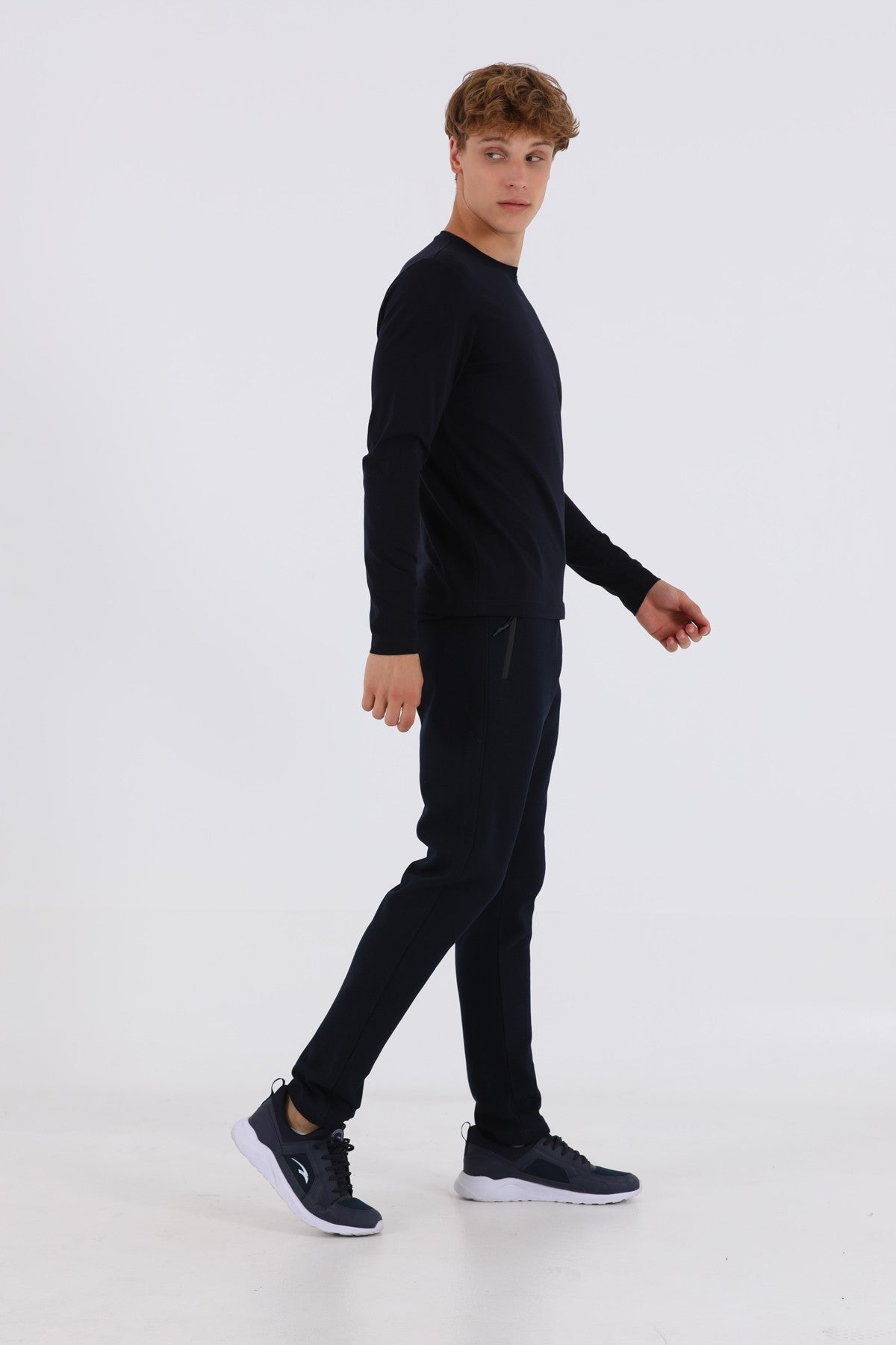 Regular Erkek Bisiklet Yaka Lacivert Sweatshirt
