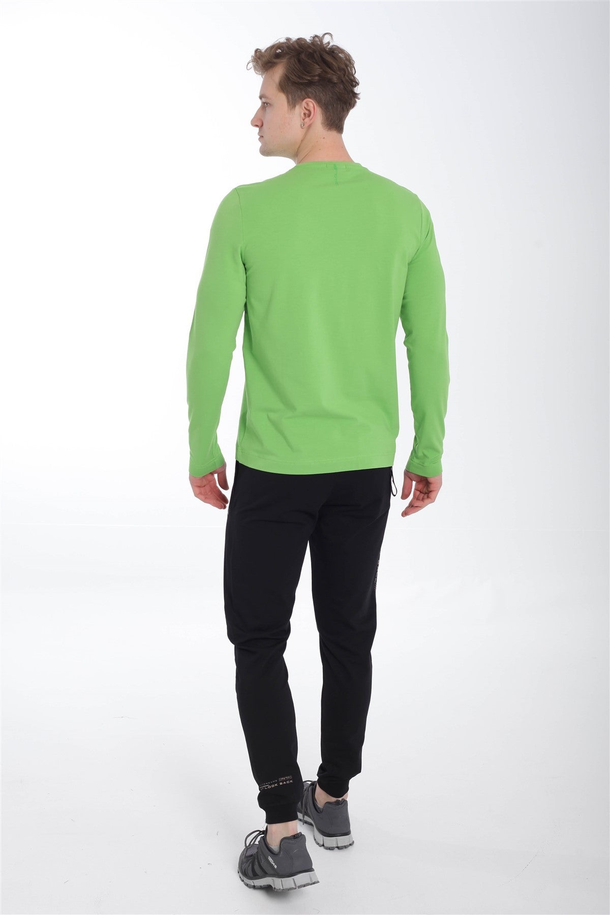 Regular Erkek Bisiklet Yaka Yeşil Sweatshirt