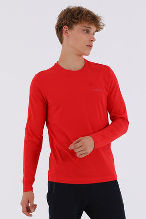 Regular Erkek Bisiklet Yaka Kırmızı Sweatshirt