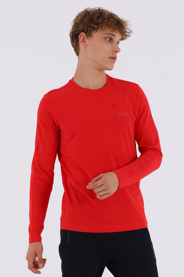 Regular Erkek Bisiklet Yaka Kırmızı Sweatshirt