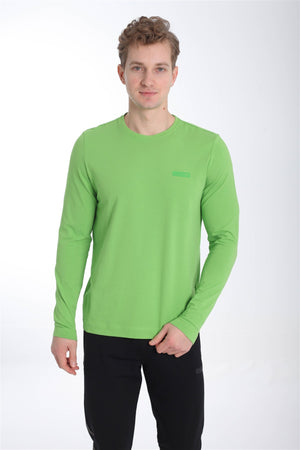 Regular Erkek Bisiklet Yaka Yeşil Sweatshirt
