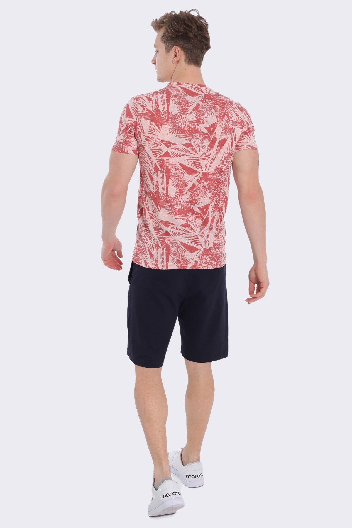 Regular Erkek Bisiklet Yaka Pembe T-shirt