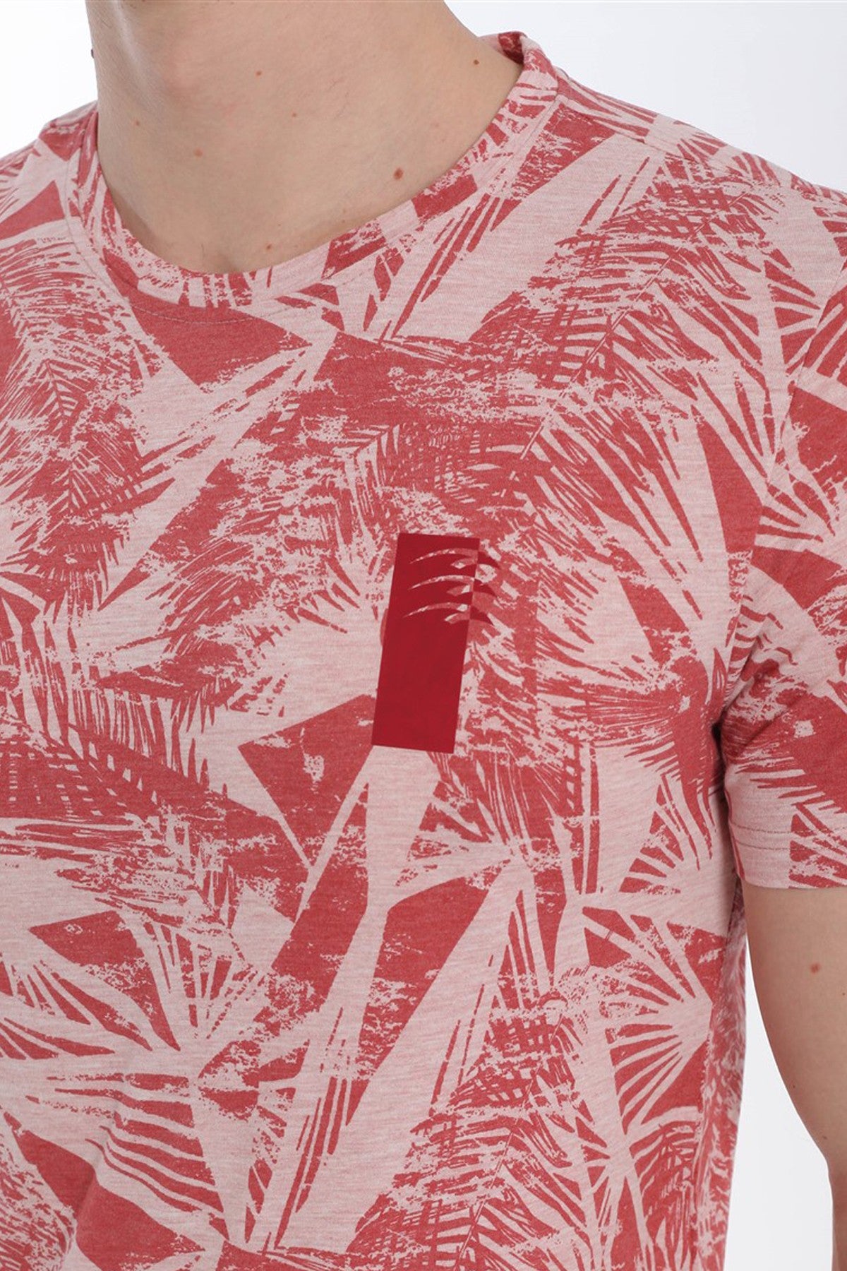 Regular Erkek Bisiklet Yaka Pembe T-shirt